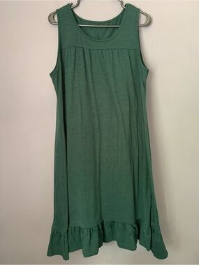 Woman’s Sleeveless Ruffle-Hem Casual Green Dress 3Xl